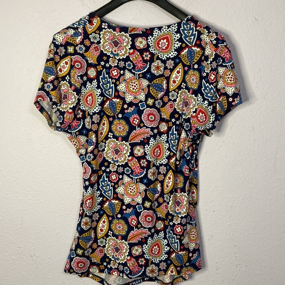 Boden Women Festival Faux Wrap French Navy Paisley Pattern Top Size 12 - Picture 7 of 9